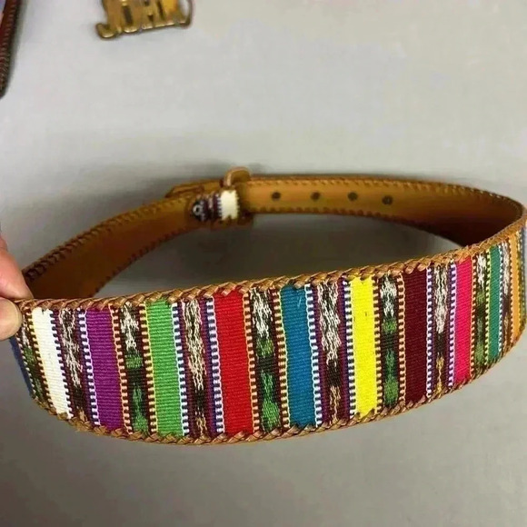 Women’s Vintage Woven Multicolor Leather Southwestern made in Guatemala Size 30 - Picture 15 of 16